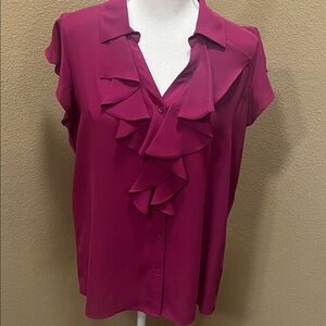 Calvin Klein Fuchsia Ruffle Blouse